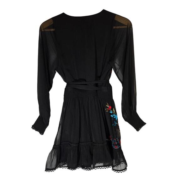 Anthropologie Small Not So Serious Embroidered Dress Floral Aztec Cottage Witchy - Picture 10 of 10